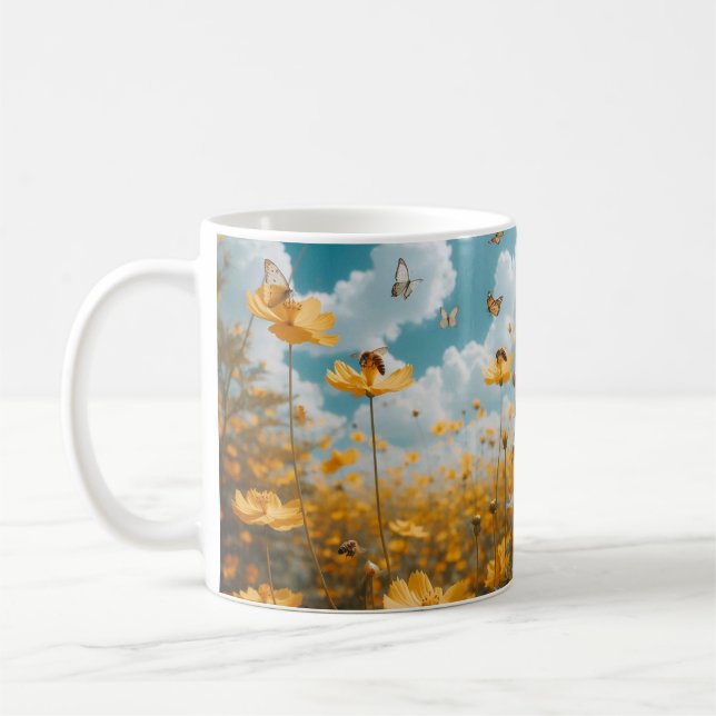 Mug Musique en céramique fleurie Jaune (Gauche)