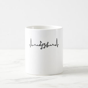 Mug Musique Heartbeat band et notes Cadeaux
