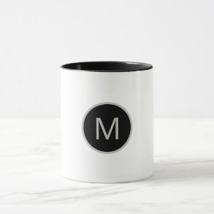 Mug Musique minimaliste gris noir rond Monogramme