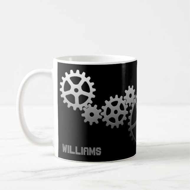 Mug Musique personnalisée avec motif d'engrenage (Gauche)