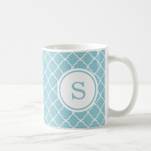 Mug Musique personnalisée Monogramme moderne - Bleu