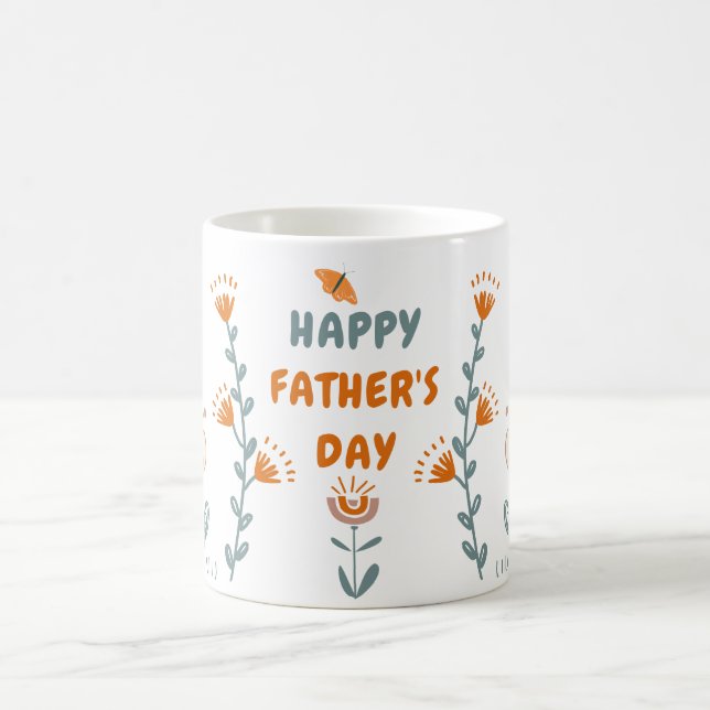 Mug Musique personnelle orange et verte Fête des pères (Centre)