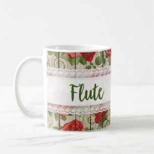 Mug Musique rustique de roses de dentelle en bois de