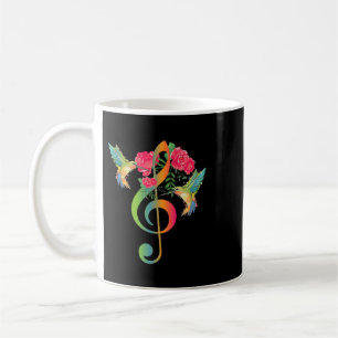Mug Musique Treble Clef Rose Hummingbird Notes musical