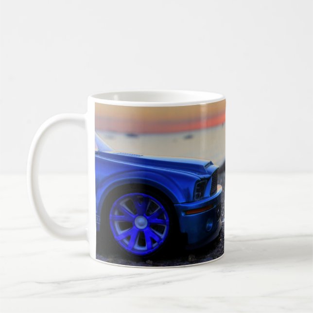 Mug Mustangs bleus et verts au coucher du soleil (Gauche)