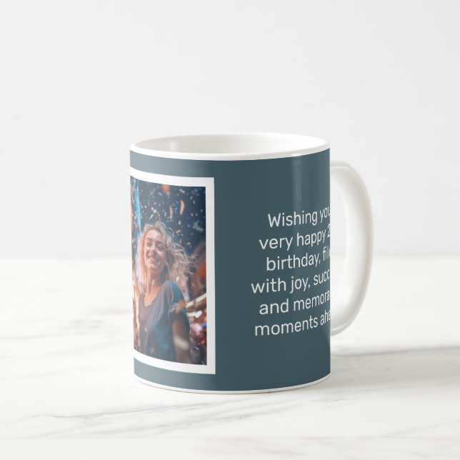 Mug Muted Elegance Ardoise Bleu Bonne carte d'annivers (Devant droit)