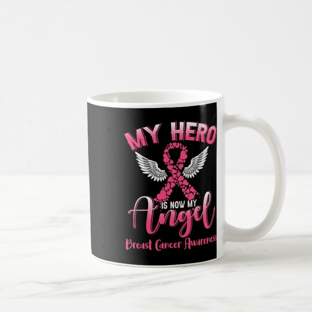 Mug My Hero Is Now My Angel Breast Cancer Rose Ribbon (Droite)