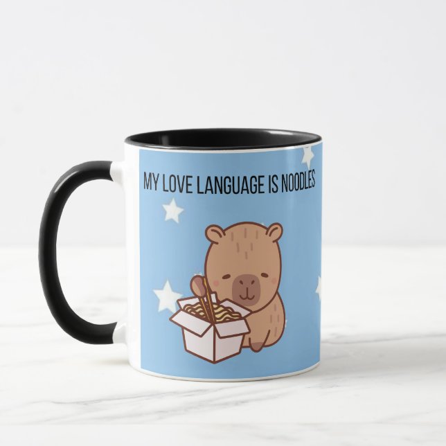 Mug My Love Language Is Noodles | Kawaii Capybara Coff (Gauche)