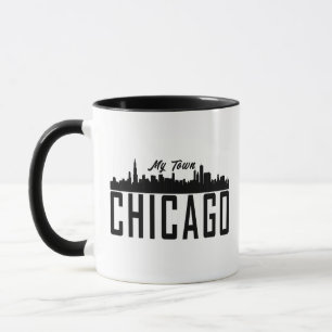 Mug My Town Chicago City Skyline Old Stripe Silhouette