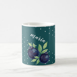 Mug Myrtilles Mignonnes Aquarelle Peinte à la Main