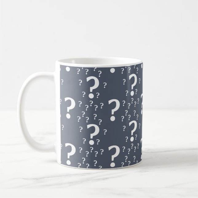 Mug Mystère question marque énigme puzzle bleu-gris (Gauche)
