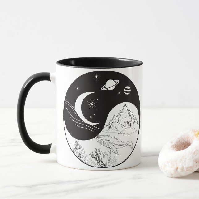 Mug Mystique Céleste Yin Yang Signifiant Amour       (Avec donut)