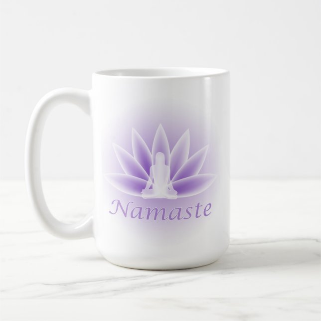 Mug Namaste Yoga Lotus Femme Flower Violet (Gauche)
