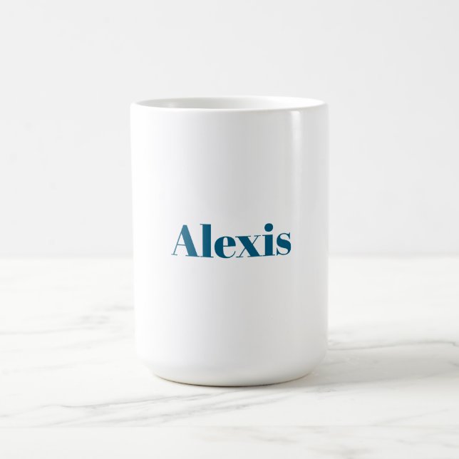 Mug Name Calligraphy Script Plain Simple White Blue (Centre)