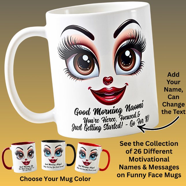 Mug Name Motivation Naomi Fabulous Eyes Funny Face (Créateur téléchargé)