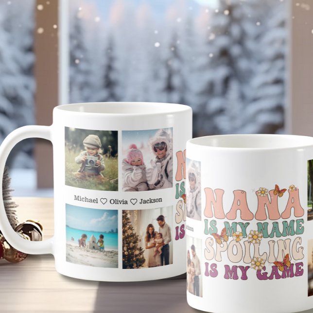 Mug Nana Grandchildren Personnalisé 8 Photo Collage (Créateur téléchargé)