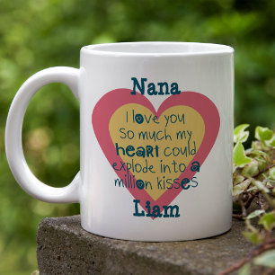 Mug Nana Je t'aime tellement Bleu et Rose Coeur d'Amou