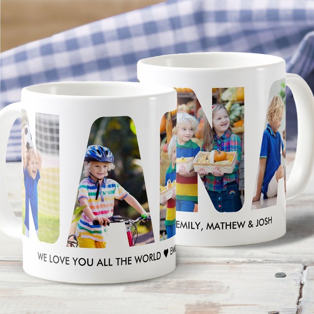 Mug NANA Photo Collage Lettre Cutout petits noms (Créateur téléchargé)