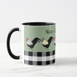 Mug Nana Rule's the Roost Rooster Black White Name
