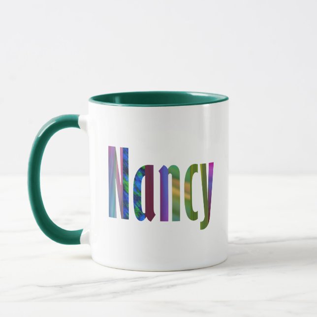 Mug "Nancy" Nom en Lettre colorée brillante et amusant (Gauche)