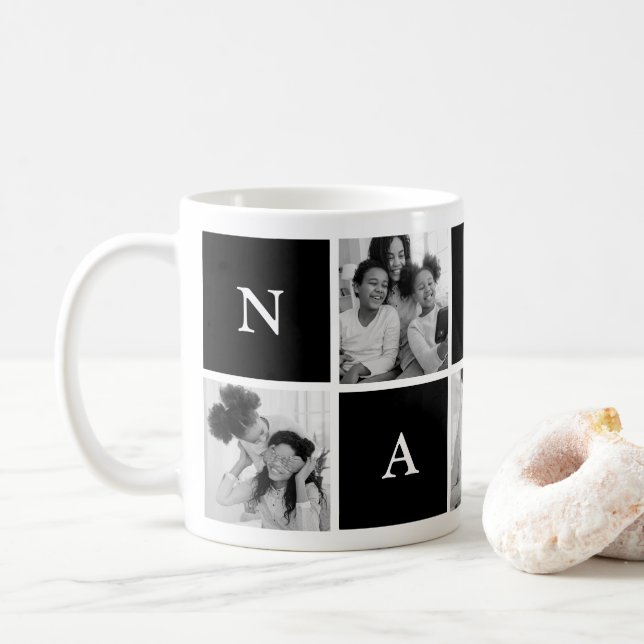 Mug Nanny grand-mère 5 Photo Collage Café (Avec donut)
