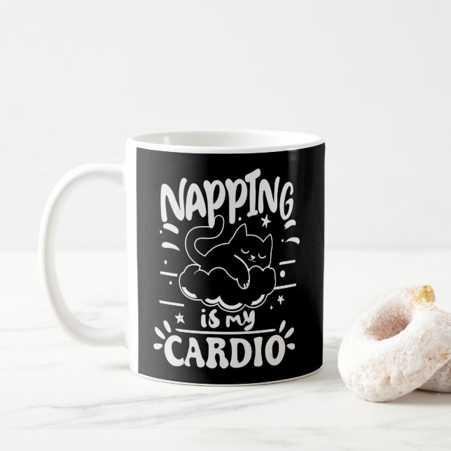 Mug Napping Est Mon Cardio Simple Drôle Design Chat (Avec donut)
