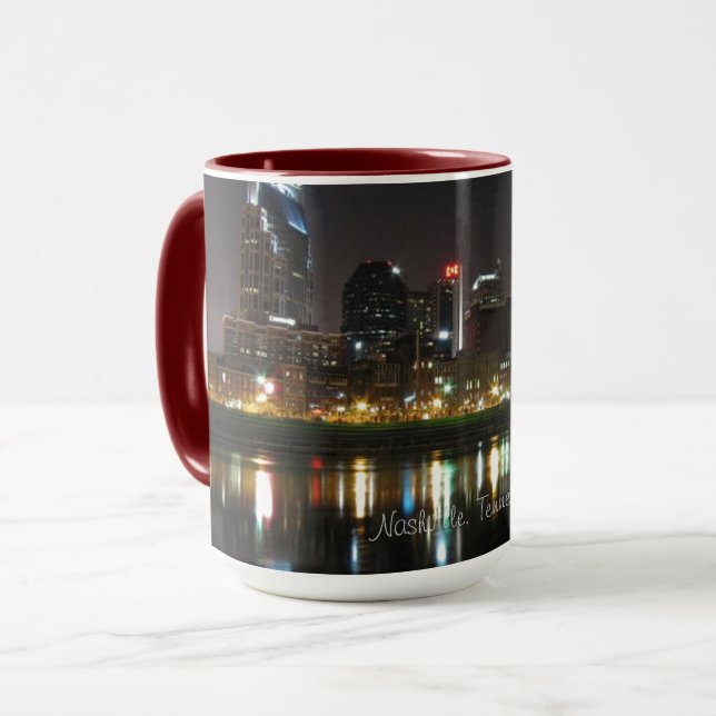 Mug Nashville, Tennessee Skyline à Night (Devant gauche)