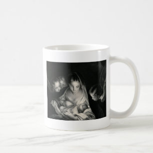 Mug Nativité Bébé Jésus Vierge Marie Anges Noir Blanc