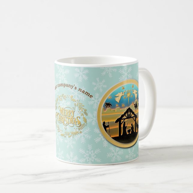 Mug Nativité de Noël Bébé Jésus dans la scène Manger (Devant droit)