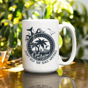 Mug N'attendez pas cette plage   Pun tropical