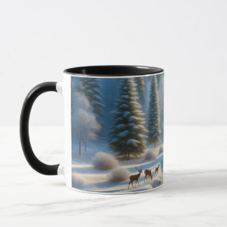 Mug Nature Mug, Deer, Winter Scene, wildlife coffee mu