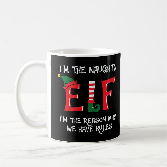 Mug Naughty Elf Matching Famille Groupe Noël (Gauche)