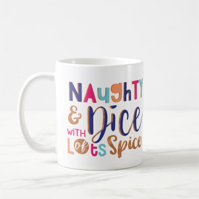 Mug Naughty & Nice Colorful Tendance photo typographiq (Gauche)