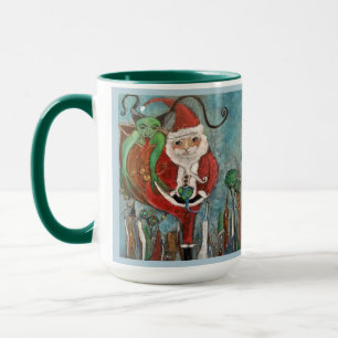 Mug Naughty ou Nice Père Noël et Krampus Whimsical Art