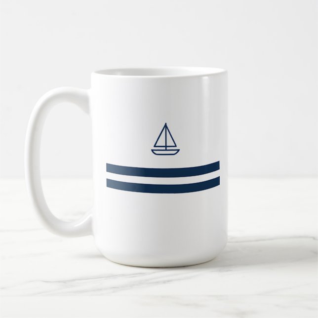 Mug Nautical Stripe Sailboat (Gauche)
