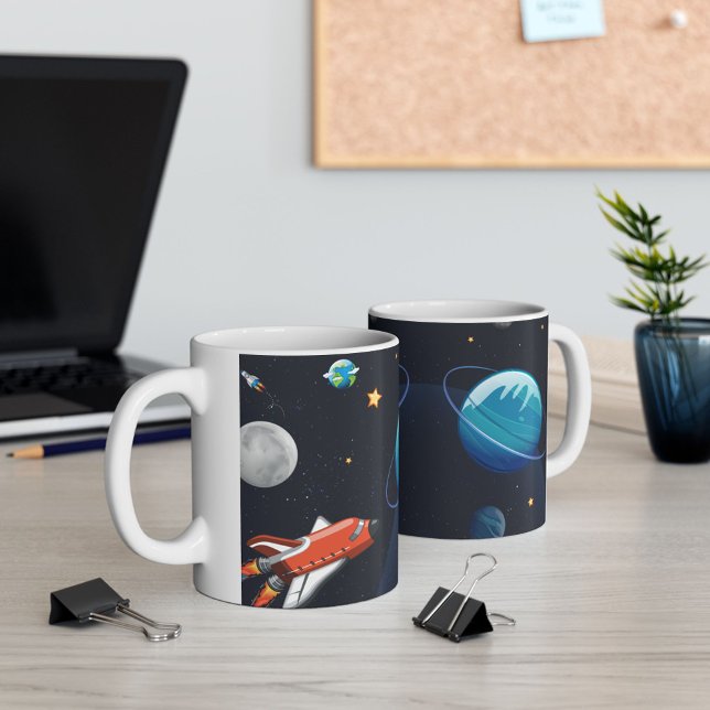 Mug Navette spatiale extra-atmosphérique mignonne (Outer Space Galaxy White 11oz Coffee Mug)