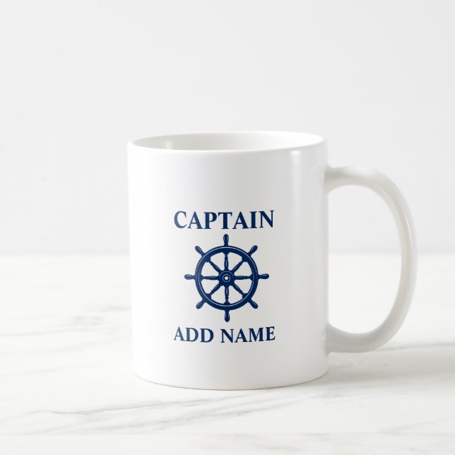 Mug Navires Roue avec nom de capitaine ou de bateau (Droite)