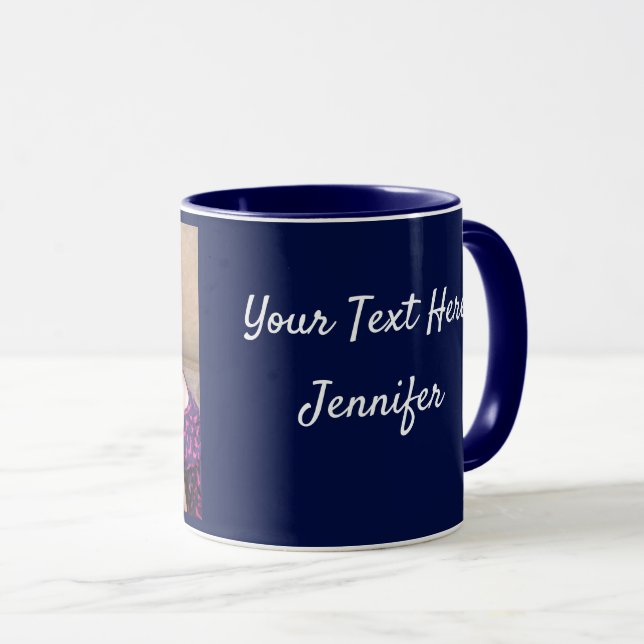 Mug Navy Blue Personnalisez le café cadeau MODÈLE PHOT (Devant droit)