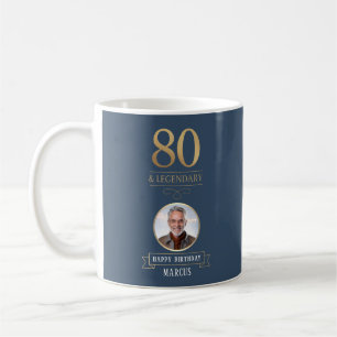 Mug Navy et Or Élégant 80e Anniversaire Légendaire
