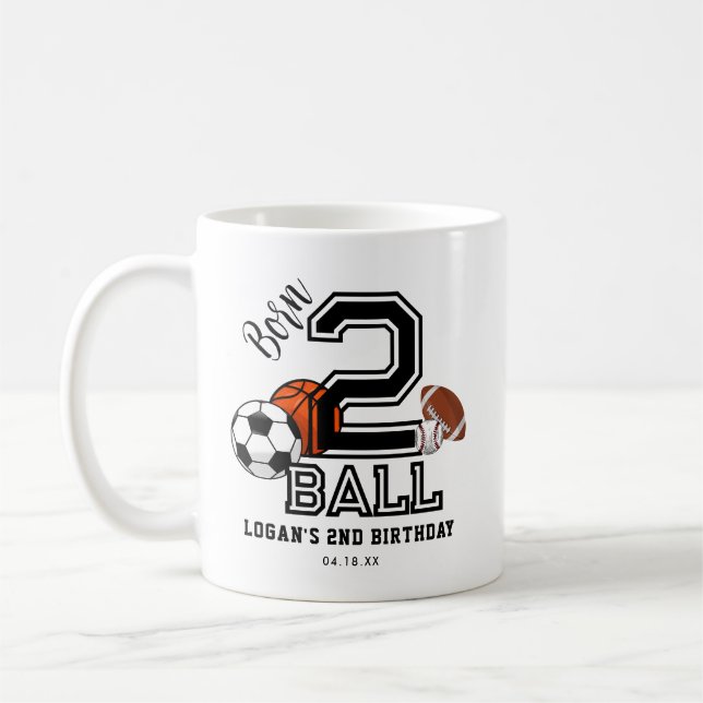 Mug Né 2 Ball Sports Thème Boy's 2nd Birthday Party (Gauche)