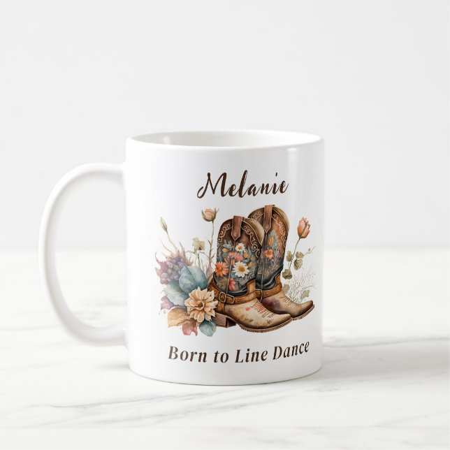 Mug Né à Line Dance Cowboy Bottes florales (Gauche)