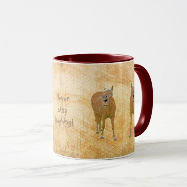 Mug Ne cesse de rire ! Cheval drôle - peinture (Devant droit)