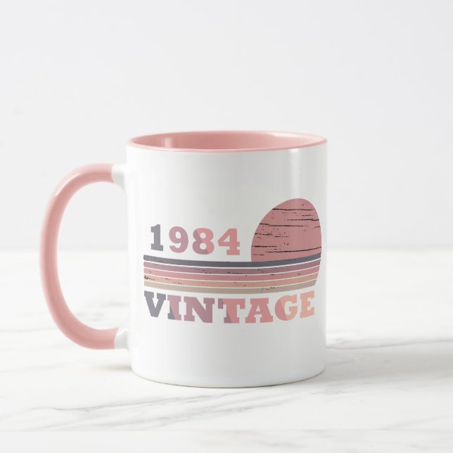 Mug né en 1984 anniversaire vintage (Gauche)