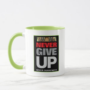 Mug Ne jamais renoncer à jamais abandonner blanc & ver