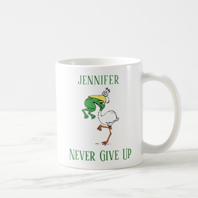 Mug Ne jamais renoncer à la grenouille étouffer Nom de (Droite)