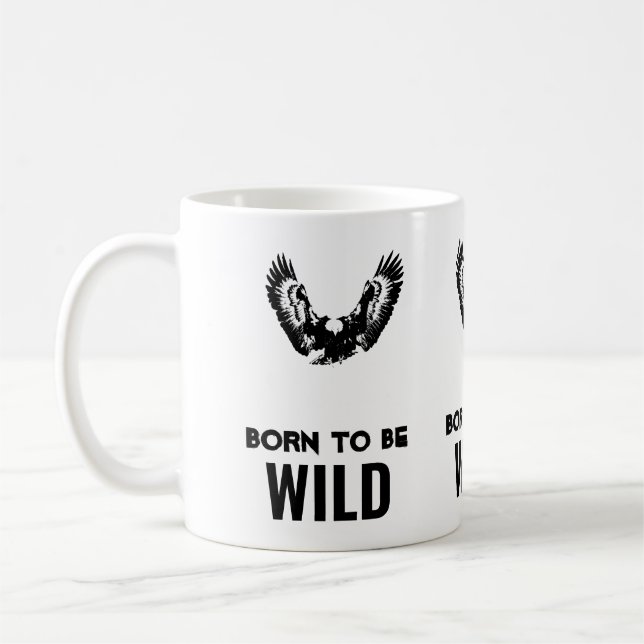 Mug Né Pour Être Wild Bald Eagle Motivationnel Art (Gauche)