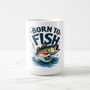 Mug Né pour pêcher – Œuvre d'art Bass sautant pour la