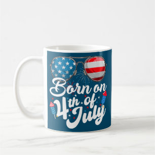 Mug Né Sur 4 juillet Lunettes De Soleil Anniversaire F