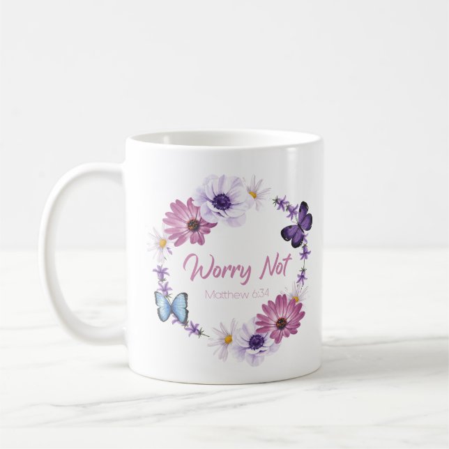 Mug Ne vous inquiétez pas de la foi chrétienne des fem (Gauche)