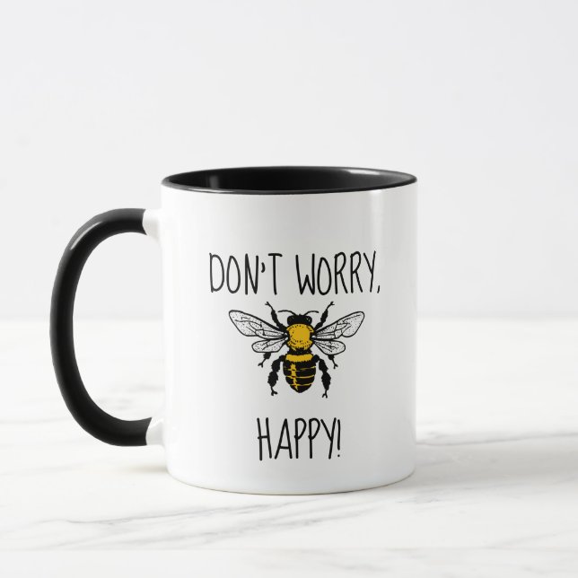 Mug Ne vous inquiétez pas d'être heureux Jaune (Gauche)
